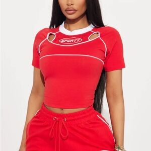 Red Cut-Out Women's Top